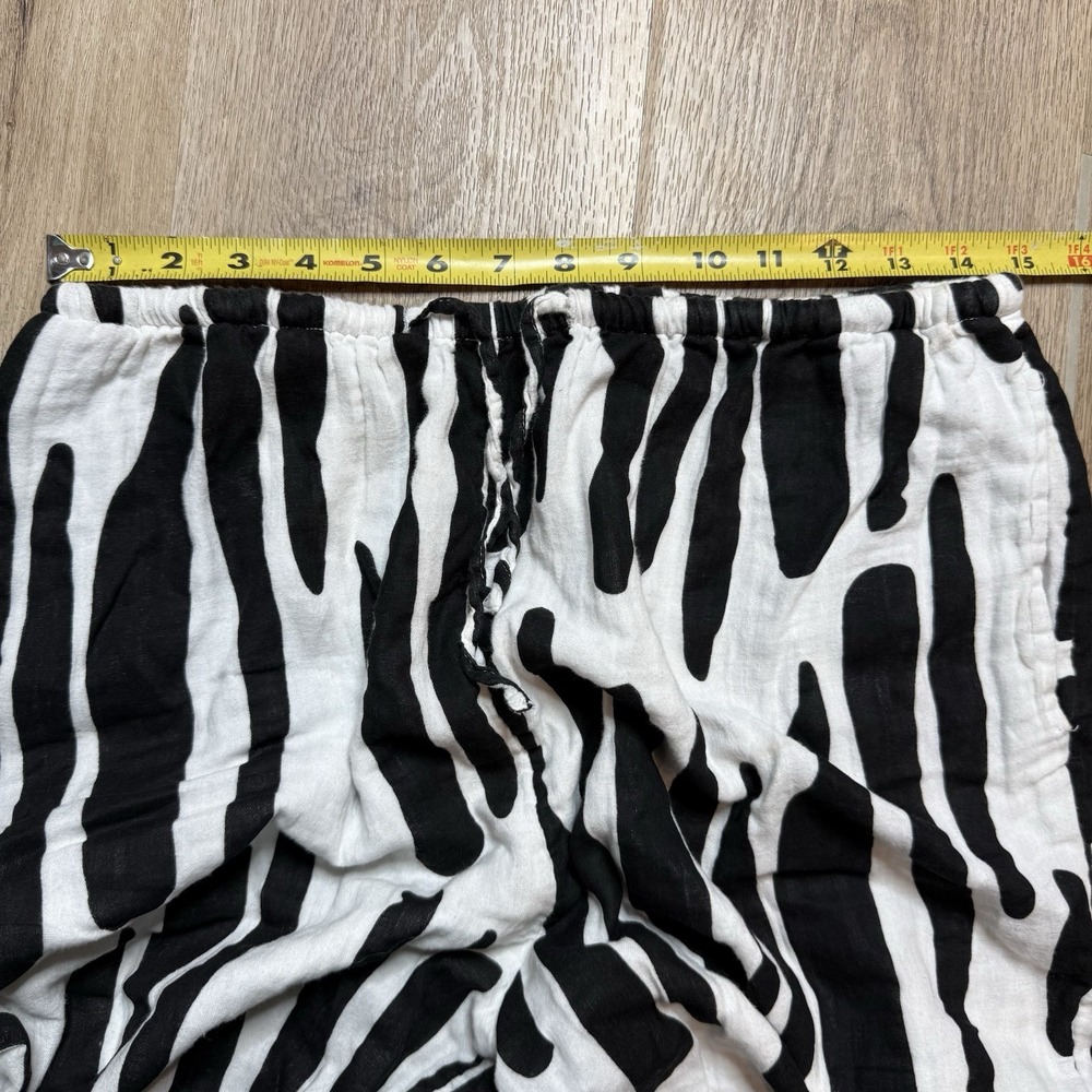 ASOS design Black White Wide Leg High pull-on pants 100% Cotton Size US‎ 10 Slit - Picture 6 of 9